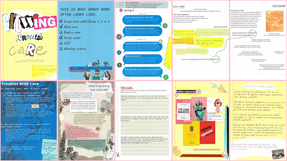 growing group care zine pages