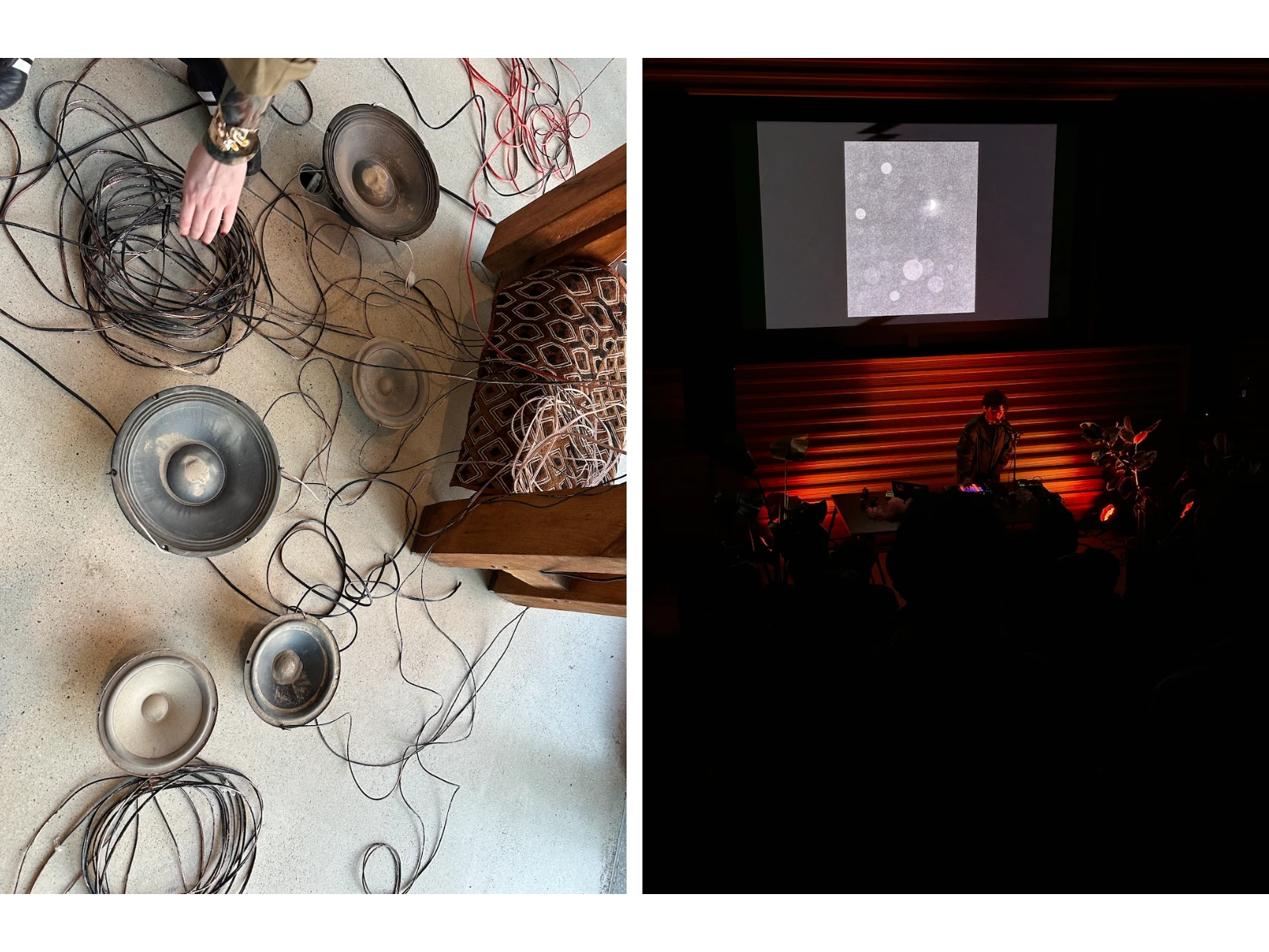 listening session with Edka Jarząb (left) and performance with Nour Sokhon (right)