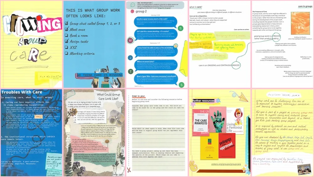 growing group care zine pages